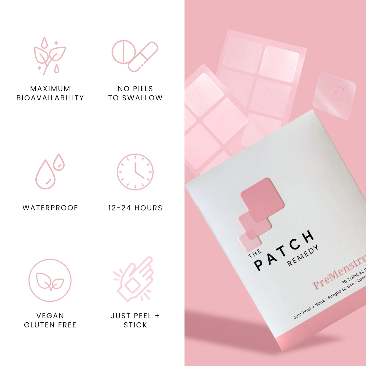 The Patch Remedy Pre Menstrual Patch | Chasteberry, Magnesium, Evening Primrose, Dong Quai, B6 & Vitamin E | 30 Patches The Patch RemedyBuy Supplements Australia
