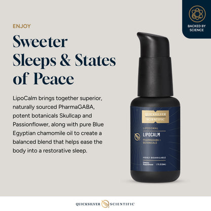 Quicksilver Scientific LipoCalm - Liposomal GABA with Herbs for Relaxation Support - Chamomile, Passionflower Herb & Skullcap Supplement for Peace of Mind & Sleep Calm Support (1.7oz / 50ml) Quicksilver ScientificBuy Supplements Australia