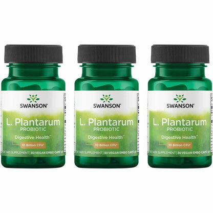 Swanson L. Plantarum - 10 Billion CFUs - Probiotic Supplement for Occasional Gas & Bloating - Supports Lower GI Tract Health* - No Refrigeration Needed - Non-GMO - 30 Vegan Capsules (3 Pack) SwansonBuy Supplements Australia