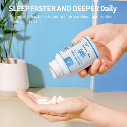 3 Bottles Sixfold Magnesium Complex | 350mg of Magnesium Glycinate, Malate, Citrate, Taurine, Oxide, Mg+ for Muscles,Nerves,& Energy, GABA Sleep Support | High Absorption | Vegan | 90 Capsules RisabouBuy Supplements Australia