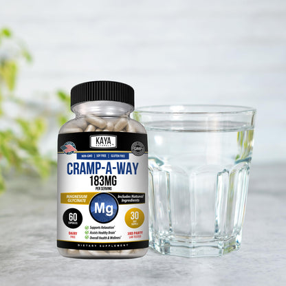 Kaya Naturals Cramp-A-Way Magnesium Glycinate 183mg (60 Count (Pack of 1) Kaya NaturalsBuy Supplements Australia