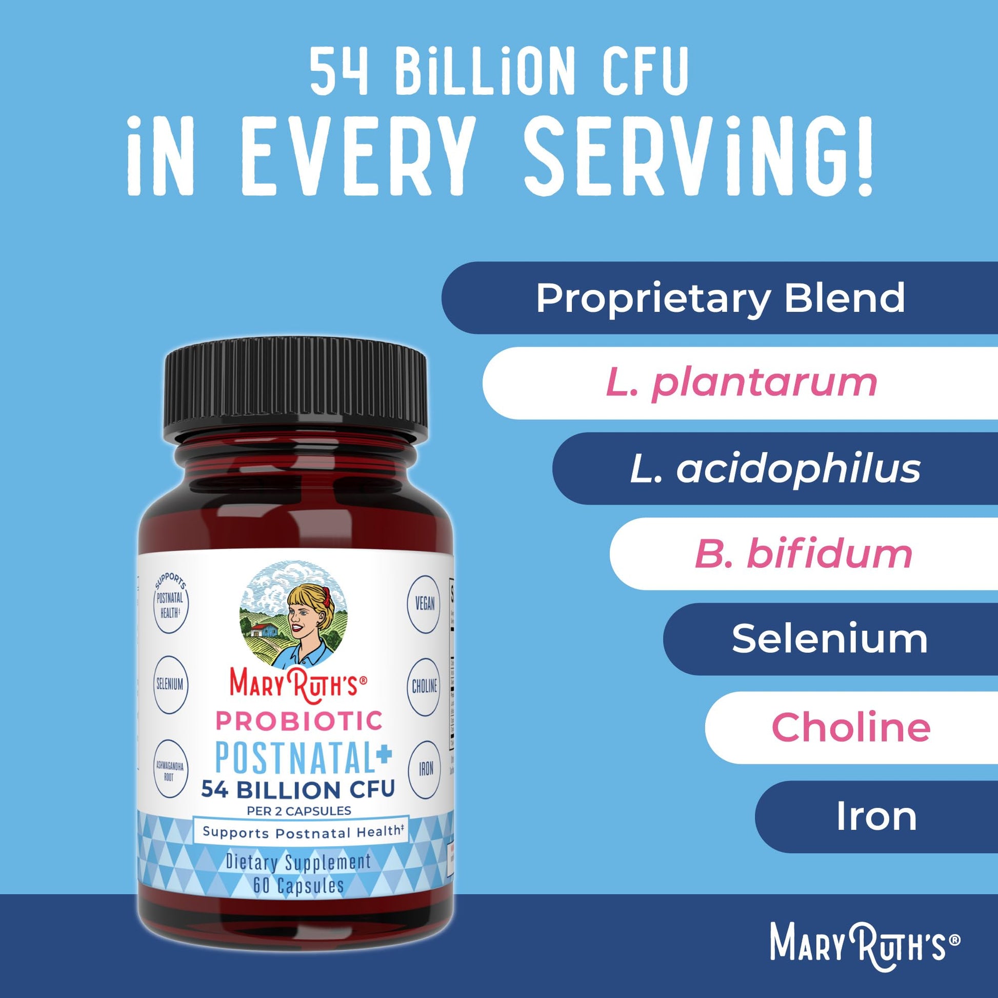 MaryRuth Organics Postnatal Probiotics for Breastfeeding Women | Nursing Probiotic Capsules with Vitamins | Minerals & Antioxidants | 54 Billion CFU | Non-GMO | Vegan | 30 Servings MARYRUTH'SBuy Supplements Australia