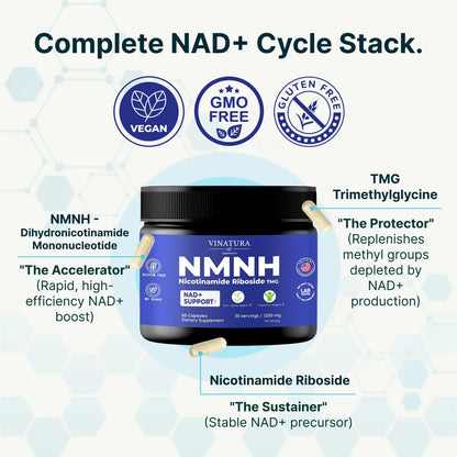 VINATURA NMNH (NMN Supplement Alternative) Nicotinamide Riboside & TMG - NAD Supplement for Anti-Aging - 60 Capsules VINATURABuy Supplements Australia
