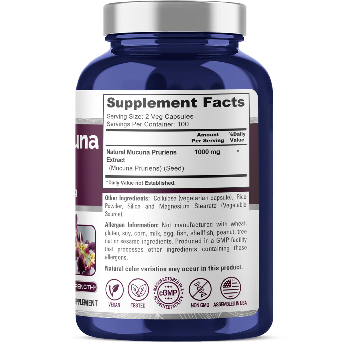 NusaPure Mucuna Pruriens 1000mg 200 Veggie Caps (Non-GMO, 100% Vegetarian, Vegan) NusaPureBuy Supplements Australia