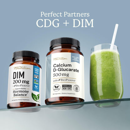 Calcium D-Glucarate | 500MG | CDG for Liver Detox and Cleanse, Hormone Balance, and Menopause Support | Calcium Supplement | Vegan, Non-GMO, Third-Party Tested | 90 Capsules (3-Month Supply) SMNutritionBuy Supplements Australia