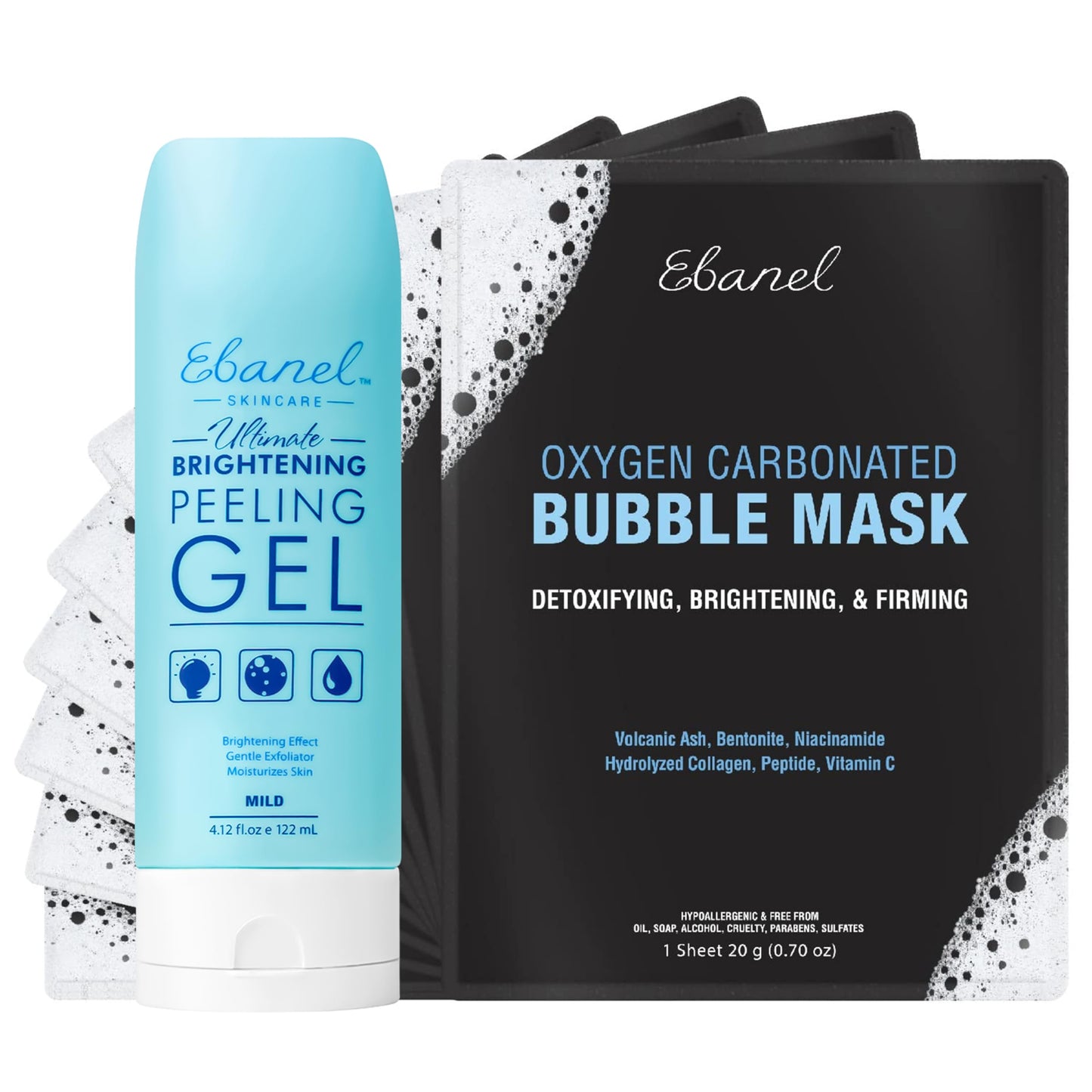 Ebanel Bundle of 10 Pack Bubble Clay Masks, and Exfoliating Face Scrub Peeling Gel Mild 4.12 Oz Ebanel buy supplements Au
