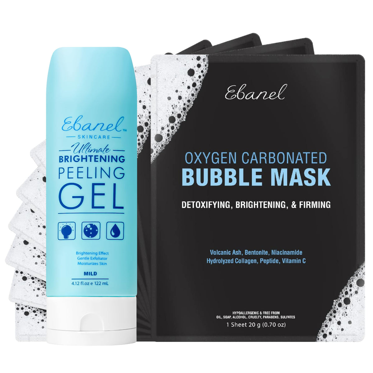 Ebanel Bundle of 10 Pack Bubble Clay Masks, and Exfoliating Face Scrub Peeling Gel Mild 4.12 Oz Ebanel buy supplements Au