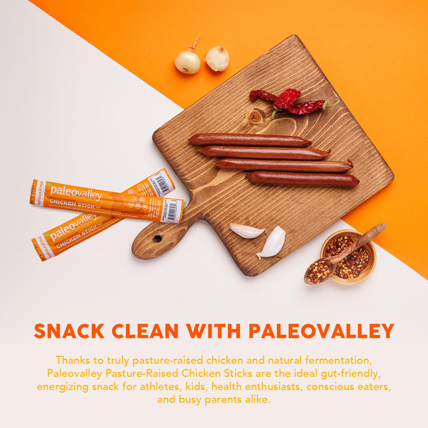 Paleovalley Pasture-Raised Chicken Sticks – 10 Pack – 7g Protein per Stick – Keto-Friendly, Paleo, Gluten-Free, Nitrate-Free – On-the-Go Snack (10 Pack, Buffalo) PaleovalleyBuy Supplements Australia