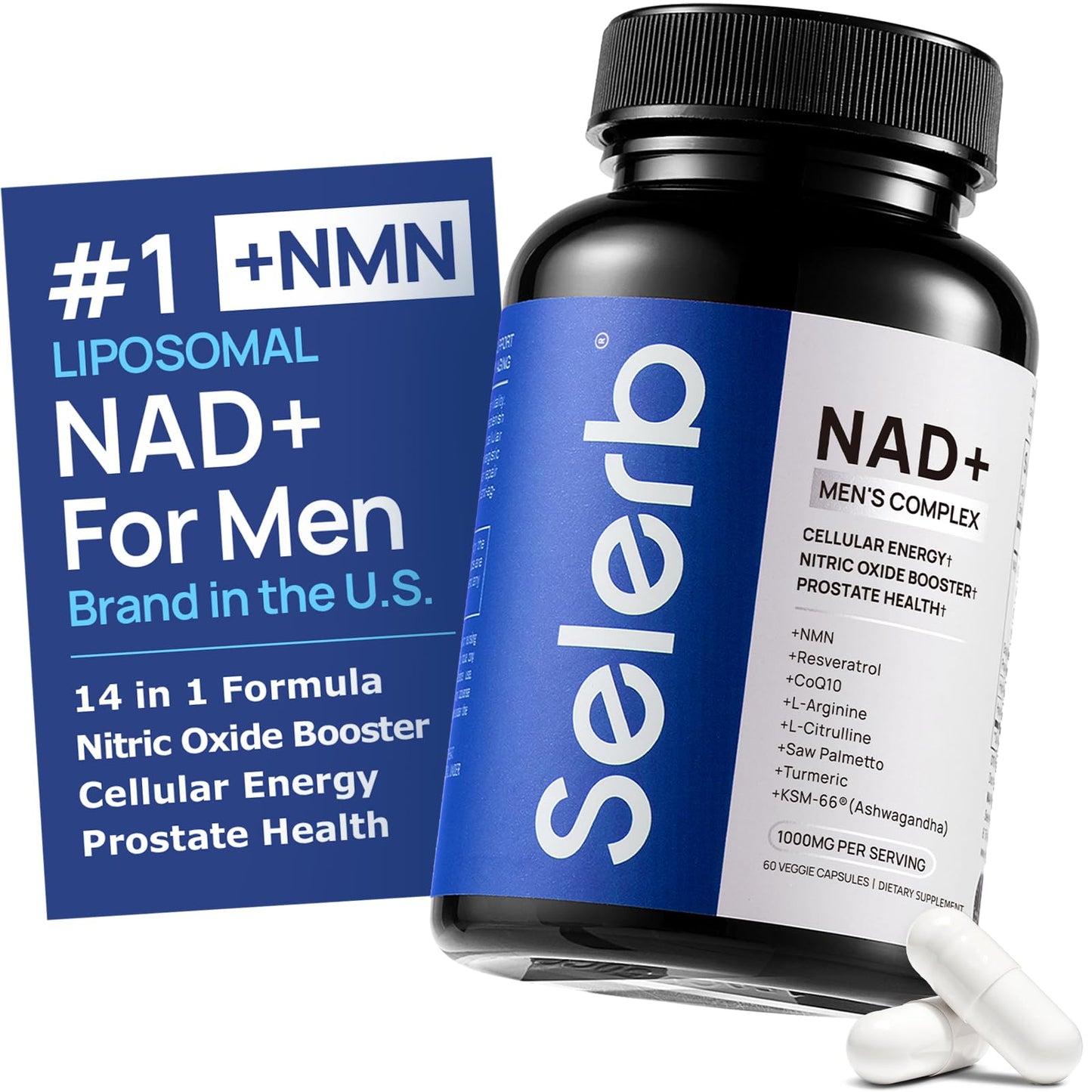 Liposomal NAD Supplement for Men – NMN Supplement Nitric Oxide Prostate Health Supplements with Resveratrol, CoQ10, L Citrulline and Lycopene for Anti-Aging & Cellular Energy Support 60 Capsules SelerbBuy Supplements Australia