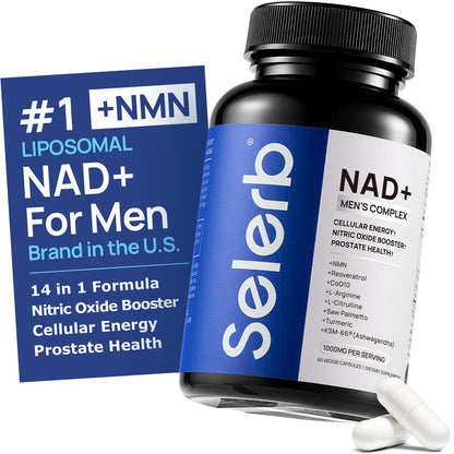 Liposomal NAD Supplement for Men – NMN Supplement Nitric Oxide Prostate Health Supplements with Resveratrol, CoQ10, L Citrulline and Lycopene for Anti-Aging & Cellular Energy Support 60 Capsules SelerbBuy Supplements Australia