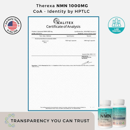 NMN Supplement 1000mg Pure - Liposomal NMN for NAD+ Supplement, Tested in USA, 60 Capsules THEREXABuy Supplements Australia