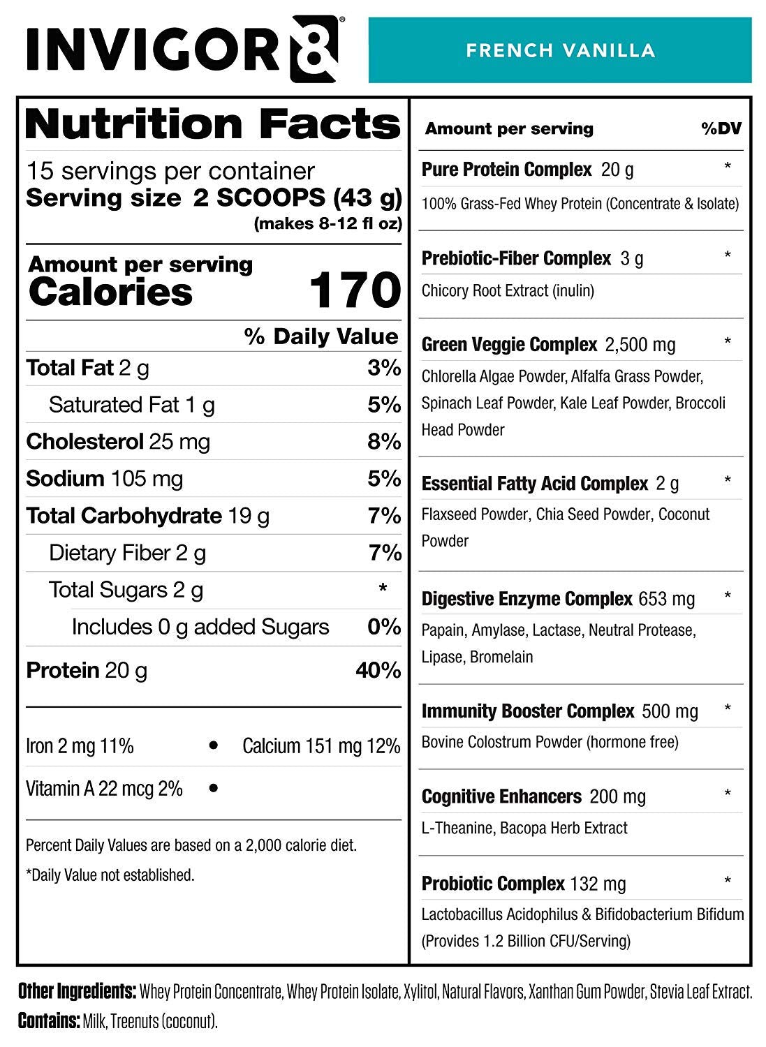 INVIGOR8 Superfood Grass Fed Whey Protein Isolate Shake French Vanilla Gluten-Free INVIGOR8Buy Supplements Australia