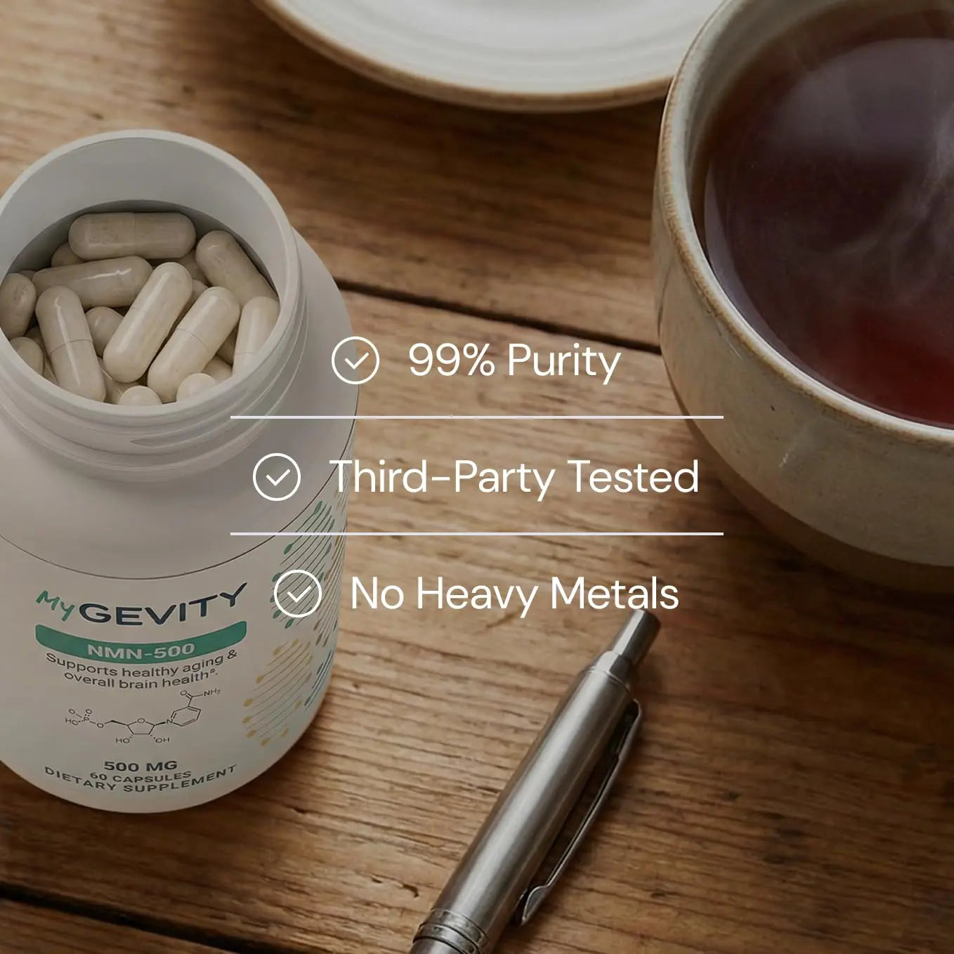 NMN 500mg per Serving – Over 99% Purity – Nicotinamide Mononucleotide Capsules for NAD+ Support, Cellular Energy & Healthy Aging – Vegan, Non-GMO, cGMP Certified Facility, Made in USA – 60 Capsules MyGevityBuy Supplements Australia