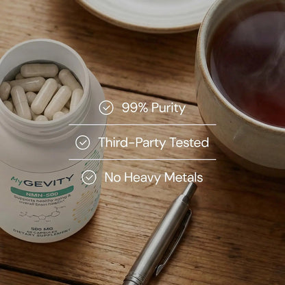 NMN 500mg per Serving – Over 99% Purity – Nicotinamide Mononucleotide Capsules for NAD+ Support, Cellular Energy & Healthy Aging – Vegan, Non-GMO, cGMP Certified Facility, Made in USA – 60 Capsules MyGevityBuy Supplements Australia