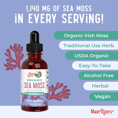MaryRuth Organics Irish Sea Moss Liquid Drops | Chondrus Crispus | Wild Harvested | Organic Irish Moss Formulated for Adults & Kids Ages 14+ | Unflavored | Sugar Free | Vegan | Non-GMO | 1 Fl Oz MARYRUTH'SBuy Supplements Australia