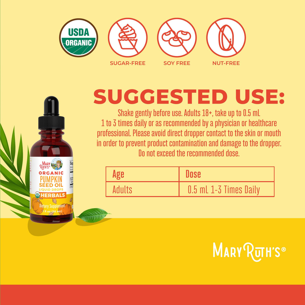 MaryRuth Organics Pumpkin Seed Oil Cold Pressed | 2 Month Supply | USDA Organic Pumpkin Seed Liquid Drops for Men and Women | Urinary Health in Men | Sugar Free | Vegan | Non-GMO | 60 Servings MARYRUTH'SBuy Supplements Australia