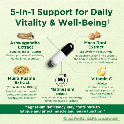 Caffeine Free Natural Energy Boost with Ashwagandha, Maca & Magnesium - Support Stress Relief, Focus & Mood - 60 Capsules by Innervis Nutrition INNERVISNUTRITION buy supplements Au