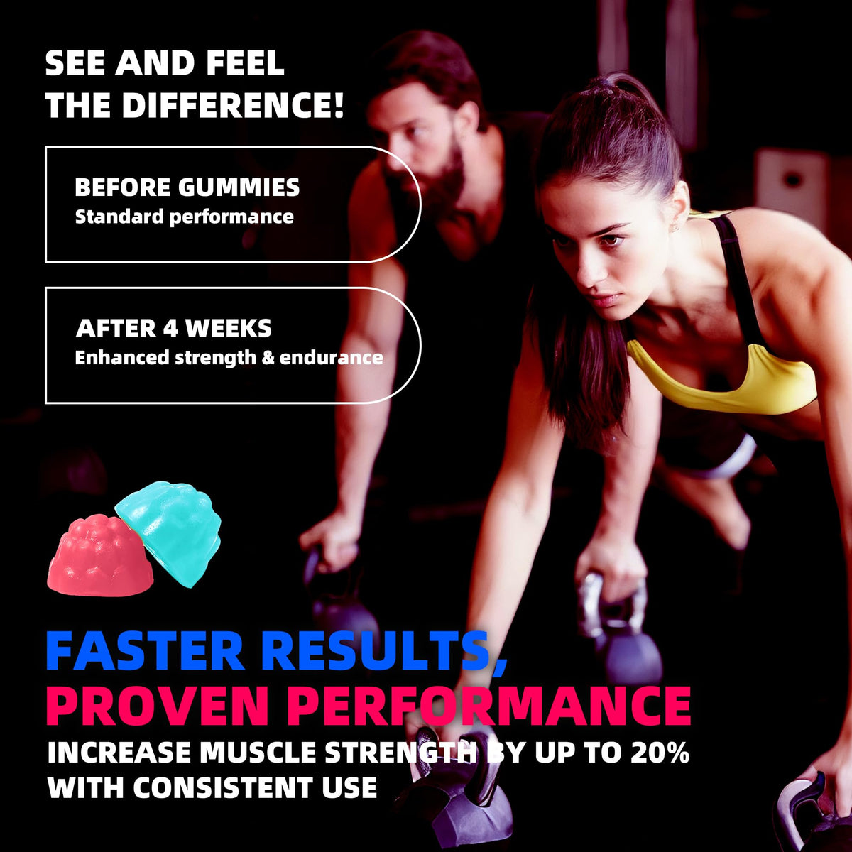 NSF Certified Creatine Gummy 5g - Creatine Monohydrate Gummies for Men & Women. Boost Focus,Strength, and Endurance, Anti-Melting Formula, Vegan, Gluten-Free, Non-GMO,(Raspberry & Blueberry 135 ct) AllcoovitaBuy Supplements Australia