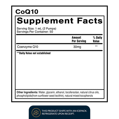 Quicksilver Scientific CoQ10 Nanoemulsion - Liposomal Coenzyme Q10 Cardiovascular Support & Cellular Energy Supplement - Fast Absorbing Liquid (1.7oz / 50ml) Quicksilver ScientificBuy Supplements Australia