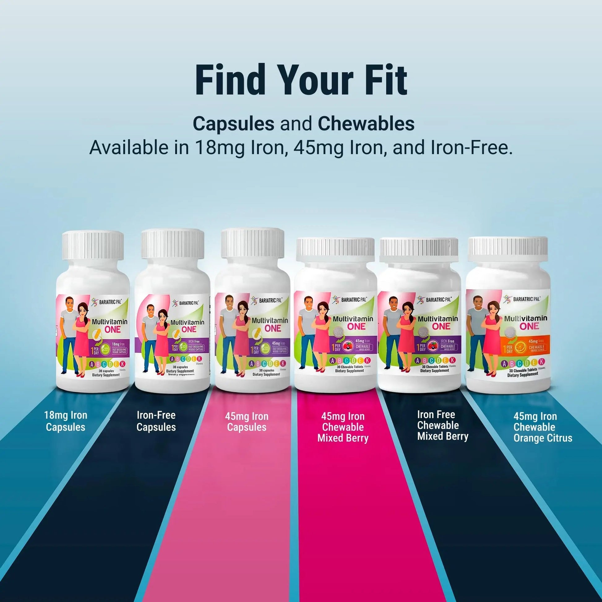 BariatricPal Multivitamin ONE 1 per Day! Bariatric Multivitamin Capsule with 45 mg of Iron | Easy to Swallow Capsule | BariatricPalBuy Supplements Australia