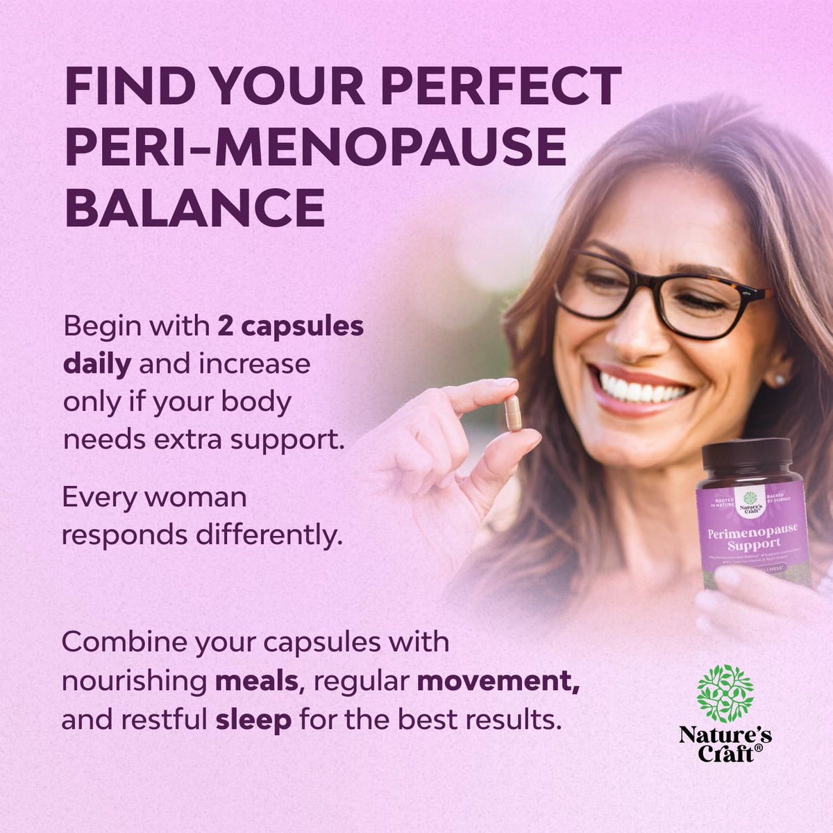 Complete Perimenopause Supplement for Women - Multibenefit Menopause Ease for Women with Maca Root Vitex Berry & Black Cohosh for Hot Flashes Night Sweats Hormone Balance and Mood Support - 60 Count Natures CraftBuy Supplements Australia