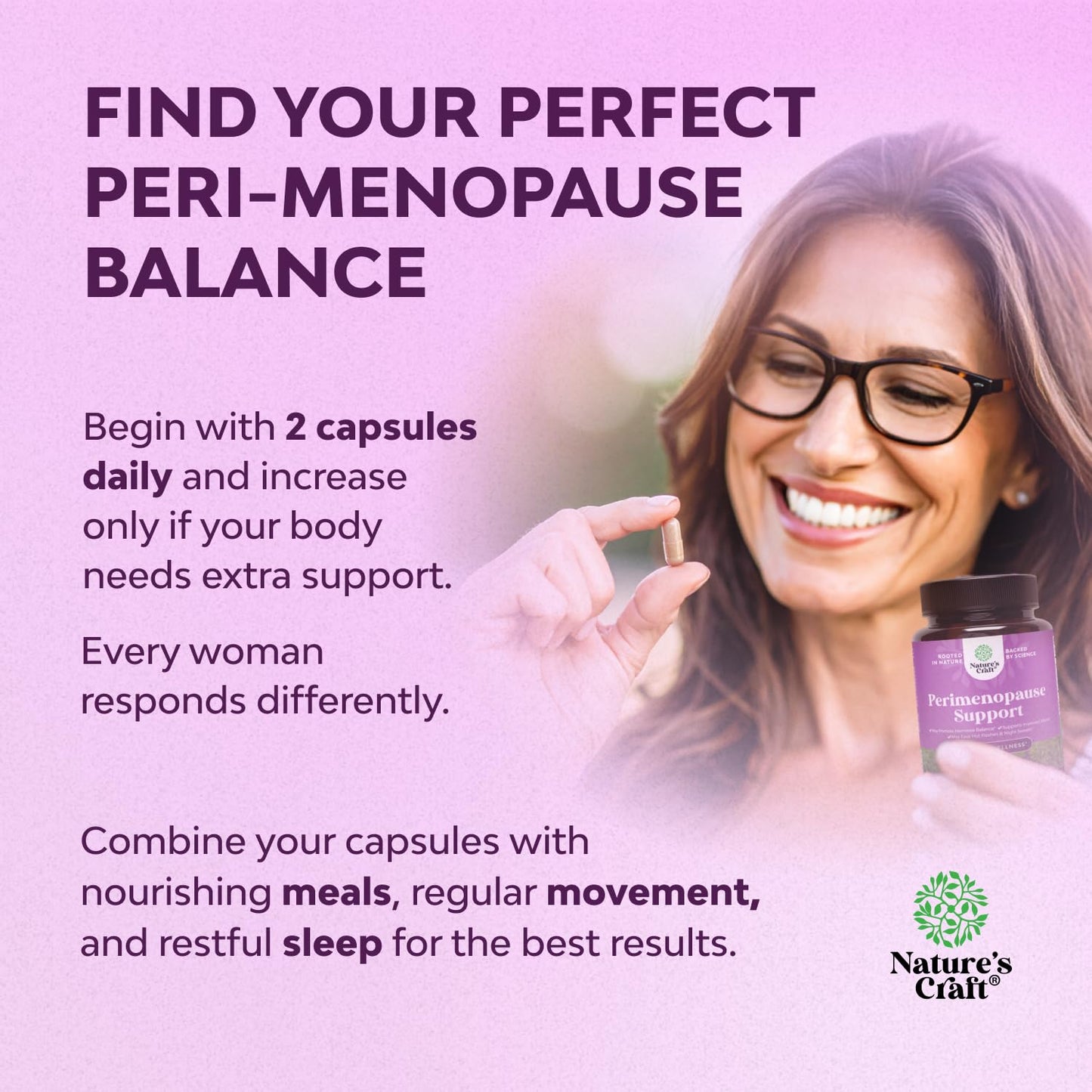 Complete Perimenopause Supplement for Women - Multibenefit Menopause Ease for Women with Maca Root Vitex Berry & Black Cohosh for Hot Flashes Night Sweats Hormone Balance and Mood Support - 120 Count Natures CraftBuy Supplements Australia