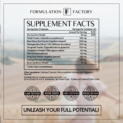 Formulation Factory She's Obsessed: 10-in-1 Hormone Balance Maximizer with Shilajit, Maca, Ashwagandha, DIM, Dong Quai, Zinc & More for Vitality & Balance – 120 Capsules 2 Months Formulation FactoryBuy Supplements Australia