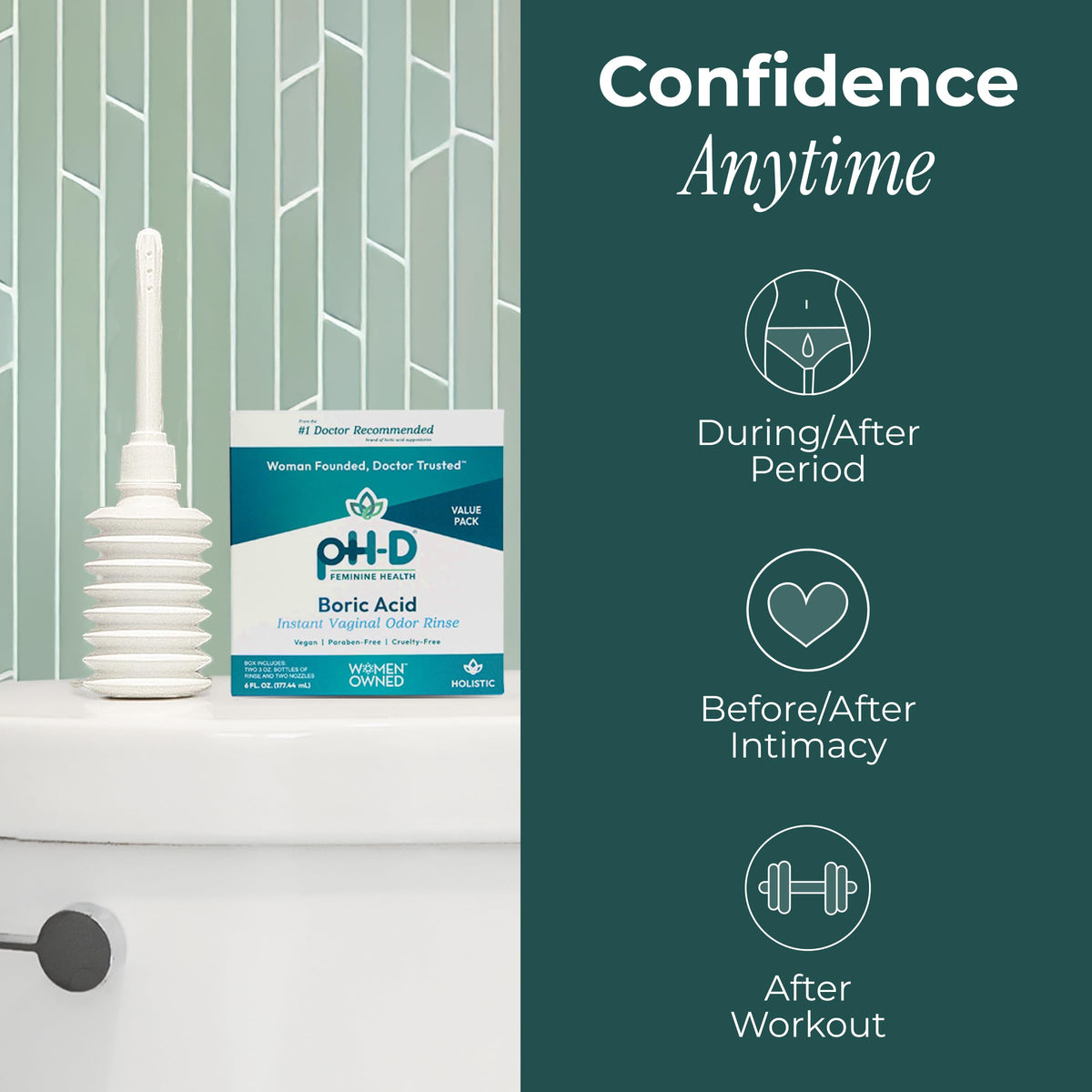 pH-D Feminine Health Support - Instant Odor Rinse with Boric Acid for Vaginal Odor - Vegan, Paraben-Free, Cruelty-Free, 6 Fl Oz Total, (3 Fl Oz, Pack of 2) pH-D Feminine Health SupportBuy Supplements Australia