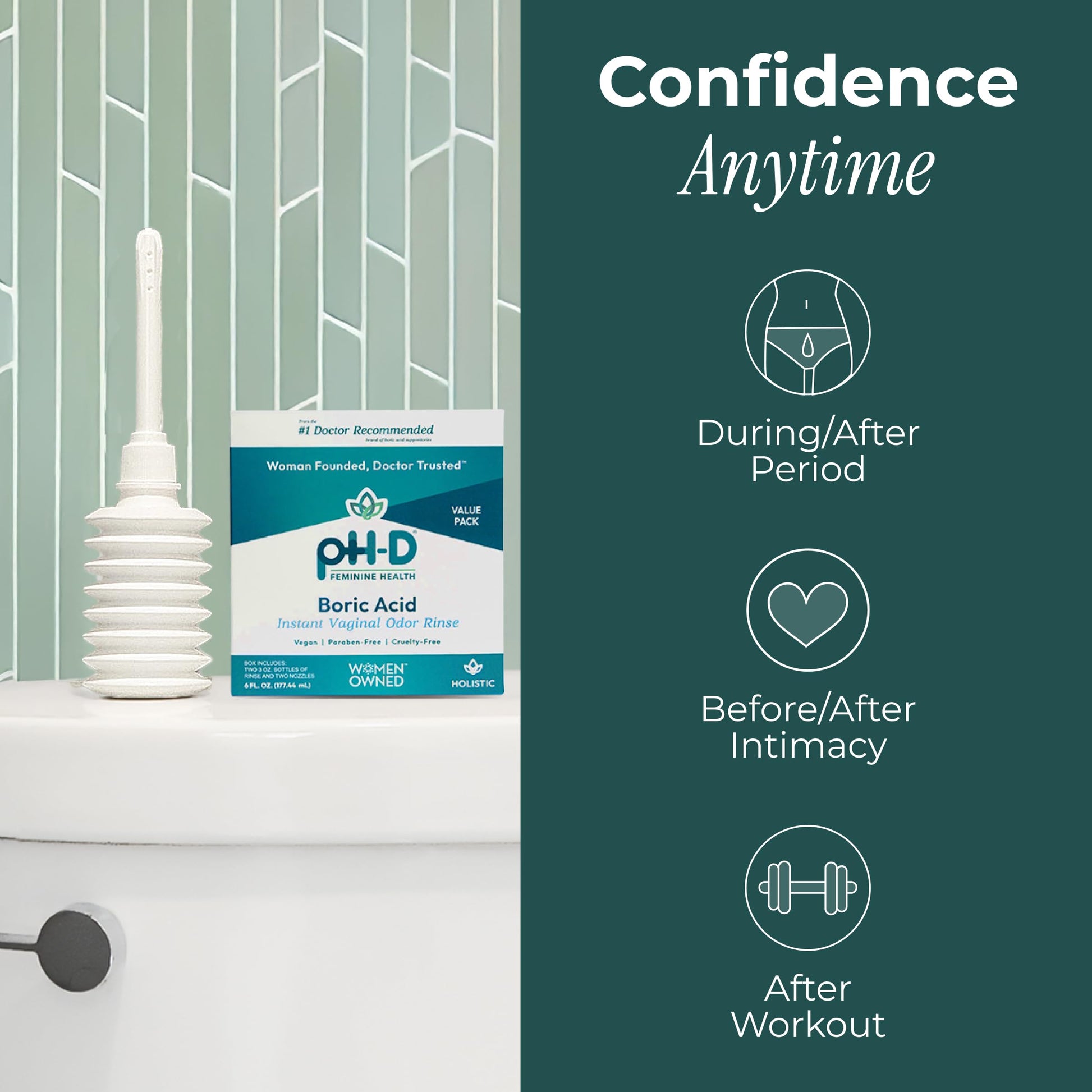 pH-D Feminine Health Support - Instant Odor Rinse with Boric Acid for Vaginal Odor - Vegan, Paraben-Free, Cruelty-Free, 6 Fl Oz Total, (3 Fl Oz, Pack of 2) pH-D Feminine Health SupportBuy Supplements Australia