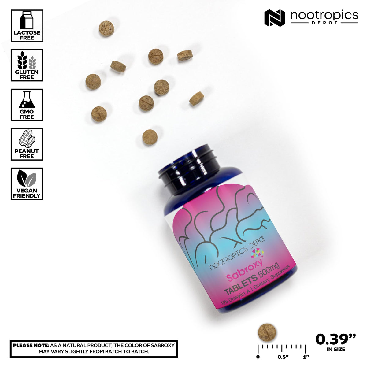 Nootropics Depot Sabroxy® Tablets | 500mg | 30 Count | Minimum 10% Oroxylin-A | Oroxylum indicum | May Help Promote Focus & Motivation | May Help Promote Cognitive Function Nootropics DepotBuy Supplements Australia