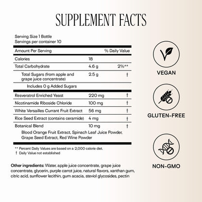 Happy Aging Liquid NAD+ Resveratrol Supplement, NMN Alternative, Liposomal Nicotinamide Riboside & Antioxidants for Energy Support, Brain Health, Firm Skin, Twice Weekly Use, 30 Shots Happy AgingBuy Supplements Australia