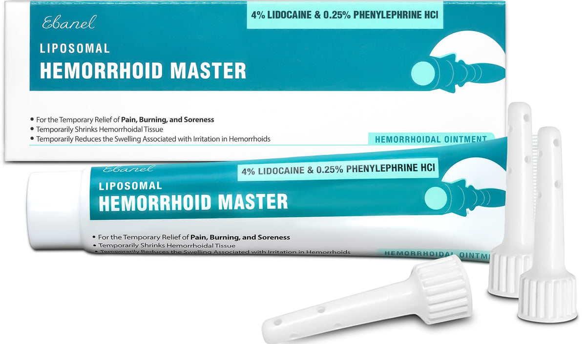 Ebanel 4% Lidocaine Hemorrhoid Treatment Ointment with Phenylephrine, Witch Hazel, Vitamin B6, Zinc Oxide, Frankincense, External and Internal Hemorrhoids Treatment Burn Itch Pain Relief Anal Cream EbanelBuy Supplements Australia
