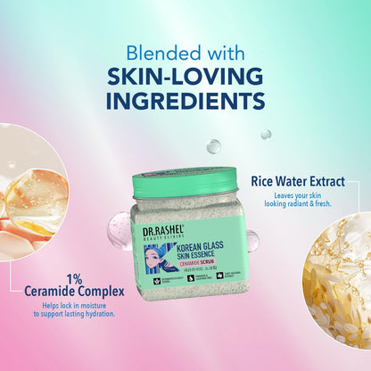 DR.RASHEL Korean Face & Body Scrub 12.84 Fl Oz With Rice Water & Ceramide For Glass skin Exfoliating Face Wash with Natural Extracts for Tan Removal, Blackhead Remover & Oil Control Cleanser - 380ml DR.RASHEL buy supplements Au