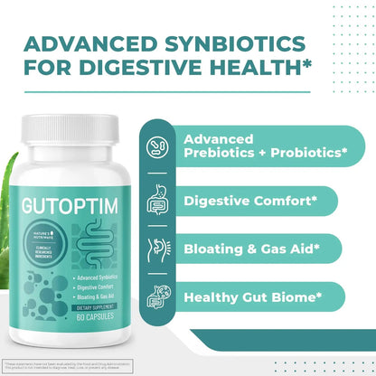 GutOptim Probiotic & Prebiotic Capsules | Pre and Probiotics for Synbiotic Gut Health & Bloating Relief for Women & Men | Enzyme with Probiotics for Digestive Health | Non-GMO, 60 Ct, 6 Month Supply Nature’s NutriWave buy supplements Au