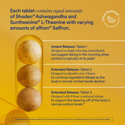 Ritual Stress Relief Supplement Shoden® Ashwagandha, Suntheanine® L-Theanine, and Saffron as affron®* BioSeries with 8-Hour Release to Support Natural Cortisol Response and Promote Calm, 30 Day RitualBuy Supplements Australia