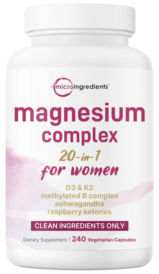 Magnesium Complex for Women, 240 Vegetarian Capsules | 20-in-1 Formula - Magnesium Blend with Vitamin D3, K2 Micro Ingredients canada supplements