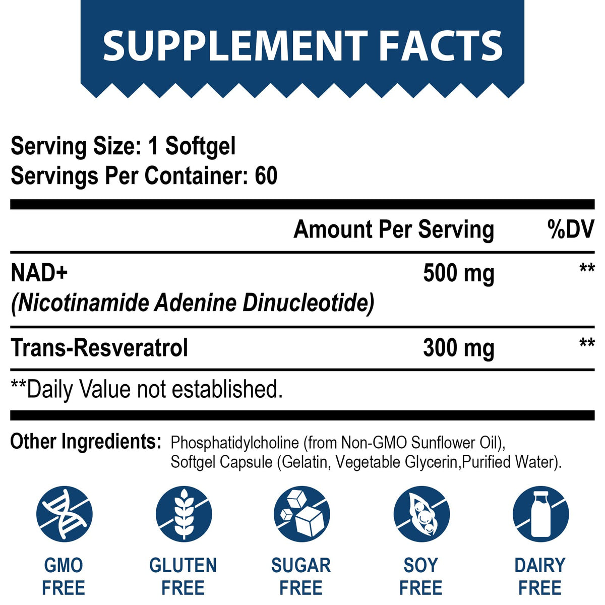 Lepoznan Liposomal NAD+ 500 mg + Trans-Resveratrol 300 mg, Superior Absorption True NAD Supplement Efficient for Cellular Energy Metabolism & DNA Repair, 60 Softgels LepoznanBuy Supplements Australia