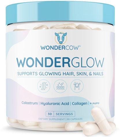 WONDERCOW Hair Skin and Nails Vitamins w/Bovine Colostrum, Collagen, Hyaluronic Acid, Biotin, Zinc, & Lactoferrin┃Supports Faster Hair Growth, Stronger Nails and Glowing Skin (30 Servings, Capsule) WONDERCOW buy supplements Au