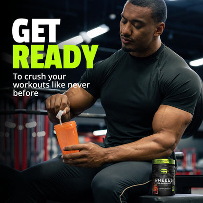 Larry Wheels' Pre Workout - Energy Drink Powder - Pre Workout Powder for Men & Women - Energy Supplement with Electrolytes, Vitamin & Caffeine - Pre workout Energy Drink, Sour Candy - 20 Servings