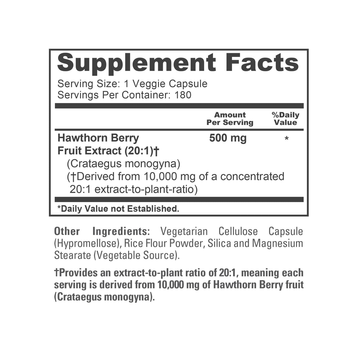 NusaPure Hawthorn Berry 20:1 Extract, 500 mg Equivalent to 10,000 mg 180 Veg Caps, Suitable for Vegetarians, Vegan, Non-GMO Dietary Supplement NusaPureBuy Supplements Australia