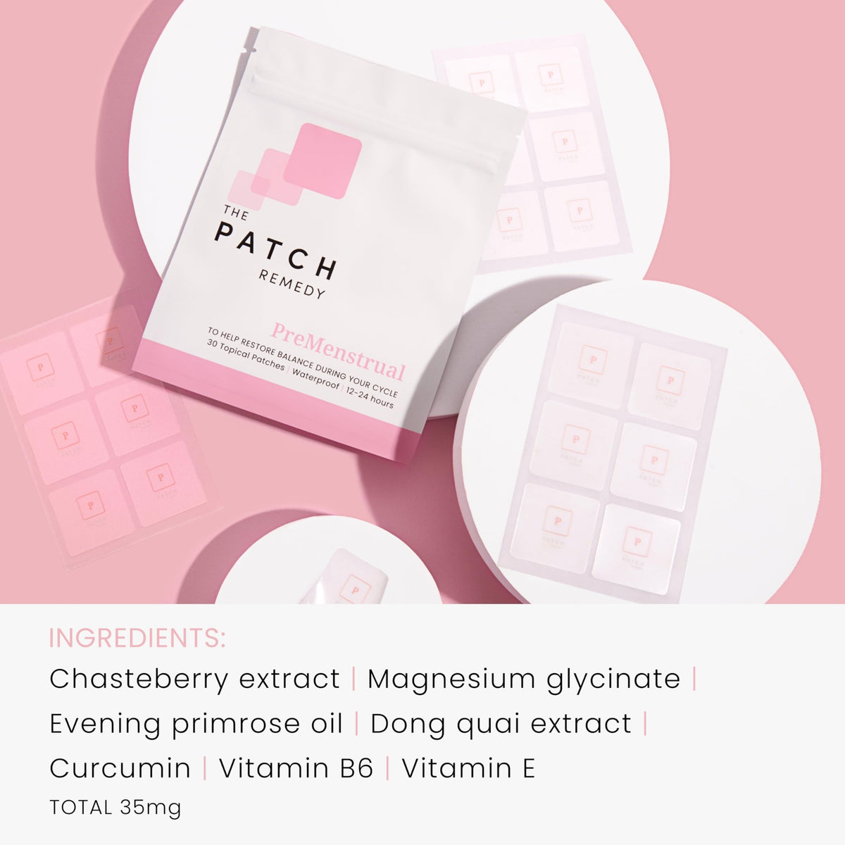 The Patch Remedy Period Patch & Iron Patches Kit - 30 PMS Menstrual Patches for Women with Vitex Chasteberry, Magnesium, Evening Primrose Oil, Dong Quai Extract, Curcumin, Vitamin B6 & E, Iron The Patch RemedyBuy Supplements Australia