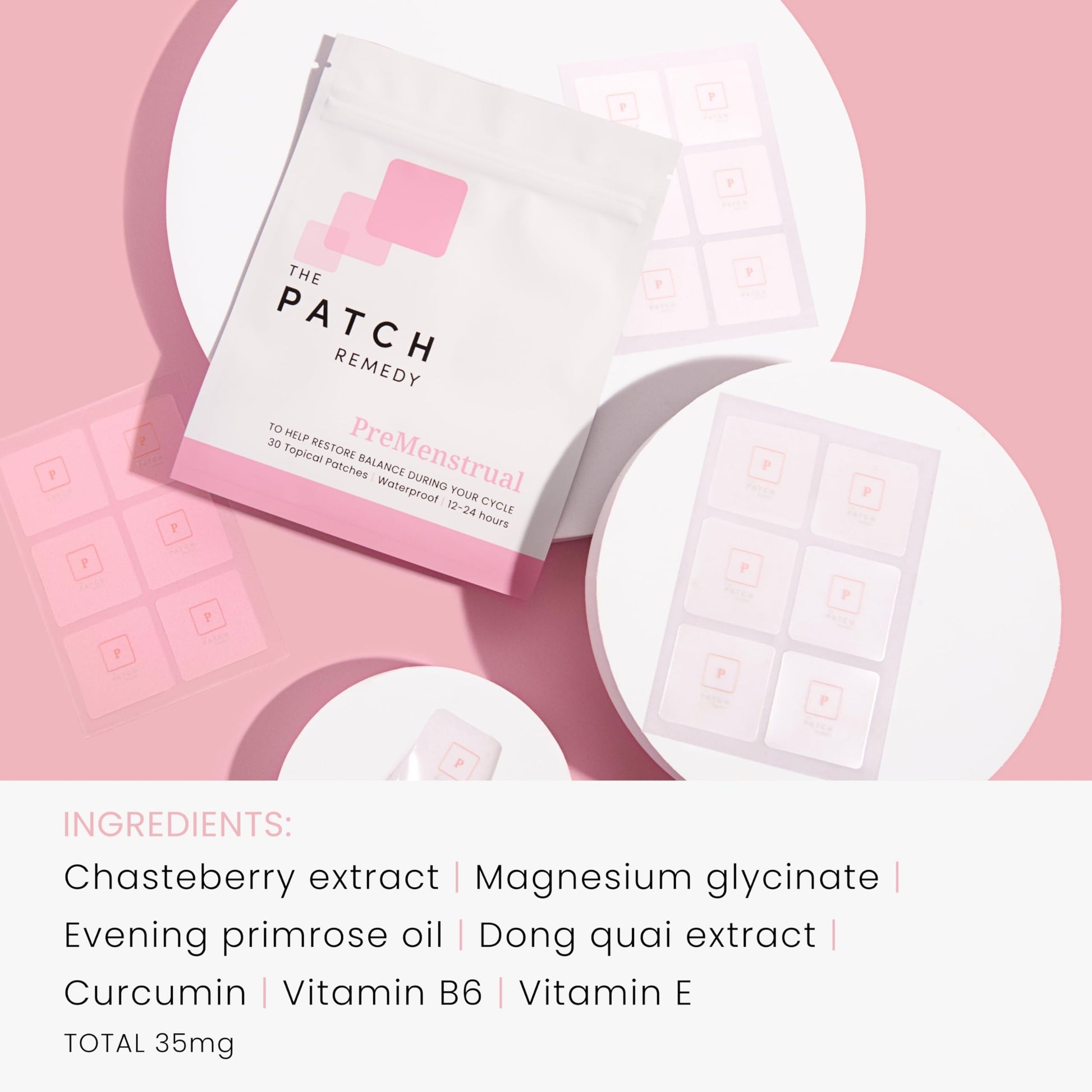 The Patch Remedy Period Patch & Iron Patches Kit - 30 PMS Menstrual Patches for Women with Vitex Chasteberry, Magnesium, Evening Primrose Oil, Dong Quai Extract, Curcumin, Vitamin B6 & E, Iron The Patch RemedyBuy Supplements Australia