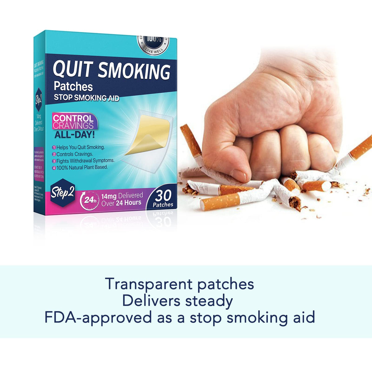 Step 2 Quit Smoking Patches, 14mg Stop Smoking Aids Patches, 30 Count Quit Smoking Stickers that Work with 2 Weeks, Helping Quit Patch, Easy & Effective Anti-Stickers NenMaoKeNu buy supplements Au