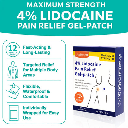 JIATUHAN 4% Lidocaine Pain Relief Patches – Maximum Strength for Back, Neck, Joint & Muscle Pain – Long-Lasting & Flexible – 15 Patches JIATUHANBuy Supplements Australia