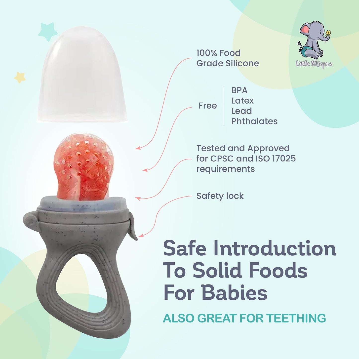 LittleWhispers Baby Fruit & Food Feeder Pacifier - Pacifier Feeders for Fresh Fruit or Frozen Breastmilk - Infant Teething Relief - Set of 2 Little Whispers buy supplements Au
