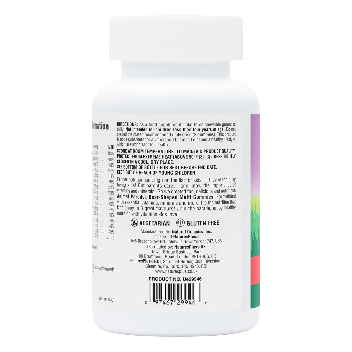 NaturesPlus Animal Parade Multivitamin Children's Gummies - 90 Count - Assorted Cherry, Grape & Orange Flavors NaturesPlus