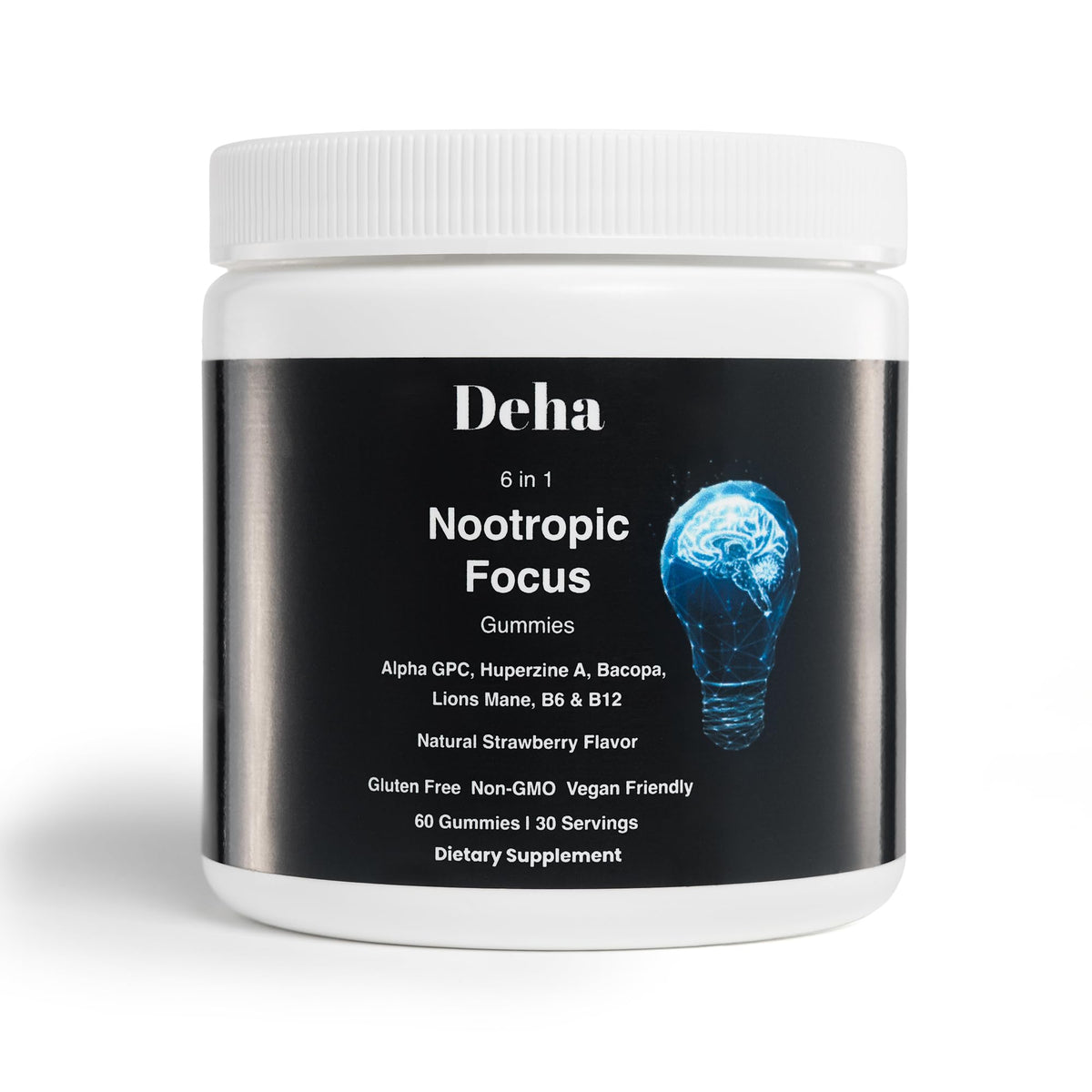 Deha Focus Gummies Nootropic Brain Supplement with Vitamin B6 Vitamin B12, Alpha GPC, Huperzine A, Bacopa Monnieri, Lions Mane Mushroom Gummies – Vegan, Non-GMO, Gluten-Free – 60 Gummies DehaBuy Supplements Australia