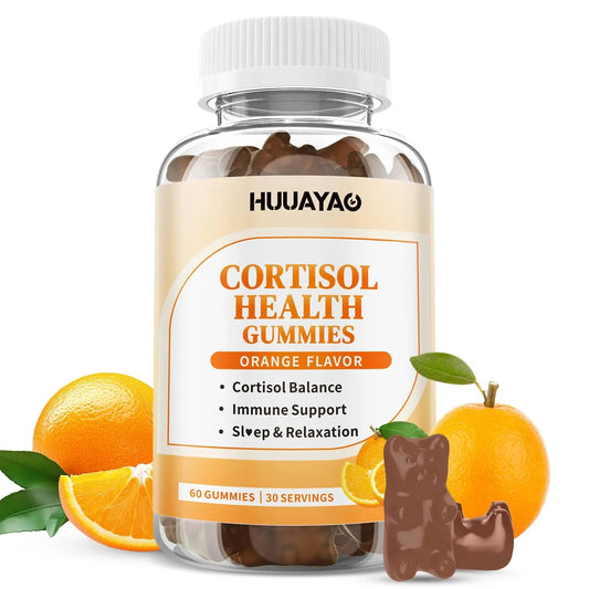 15-in-1 Cortisol Gummies, Cortisol Supplements with Magnesium Glycinate Ashwagandha Rhodiola Rose and L-theanine Complex for Relaxation, Zzz Support and Cortisol Levels, Orange Flavor, 60 Count HUUAYAOBuy Supplements Australia