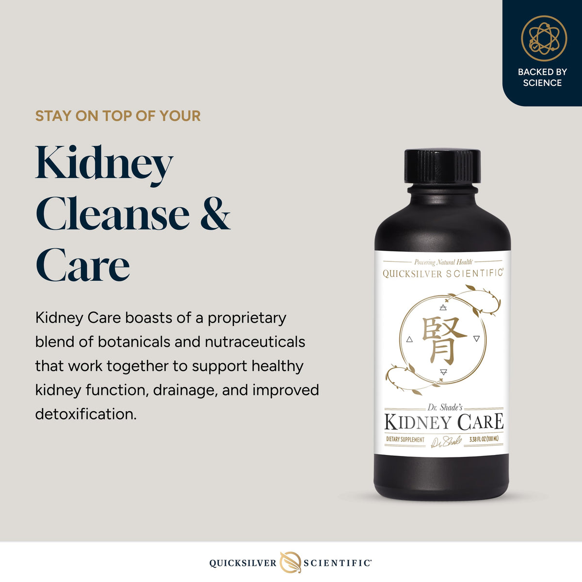 Quicksilver Scientific Kidney Care - Kidney Cleanse & Lymphatic Drainage Supplements - Astragaloside IV Extract, Zhu Ling, Goldenrod, Ferulic Acid, He Shou Wu & Dandelion Leaf (3.38oz / 100ml) Quicksilver ScientificBuy Supplements Australia