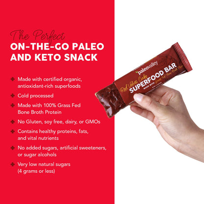 Paleovalley Superfood Bars – Red Velvet– 10 Pack – 9g Protein per Bar – Gluten-Free, Grain-Free, Paleo, Non-GMO – On-the-Go Snack PaleovalleyBuy Supplements Australia
